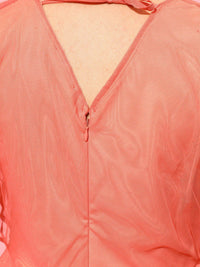 STREET 9 Orange Embellished Extended Sleeves Net Top