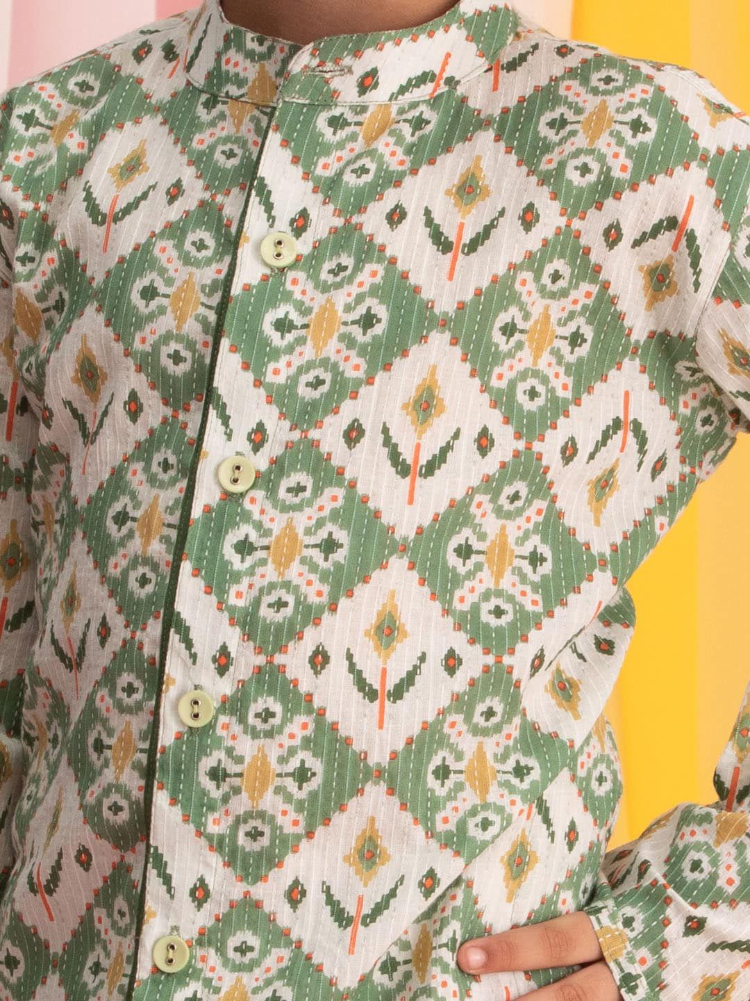 VASTRAMAY Boys Ethnic Motifs Printed Regular Ikat Kurta With Pyjamas