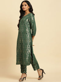 W Women Floral Woven Designed Straight Kurta