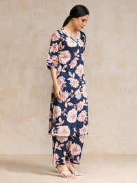 Varanga Women Floral Printed Regular Pure Cotton Kurta with Trousers