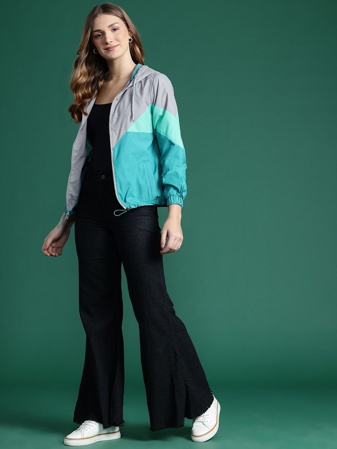 DressBerry Colourblocked Hooded Tailored Jacket