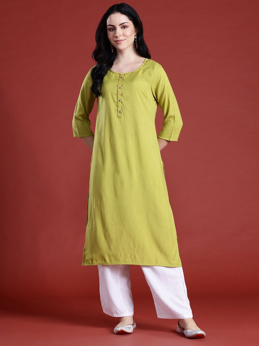Anouk Solid A-Line Kurta