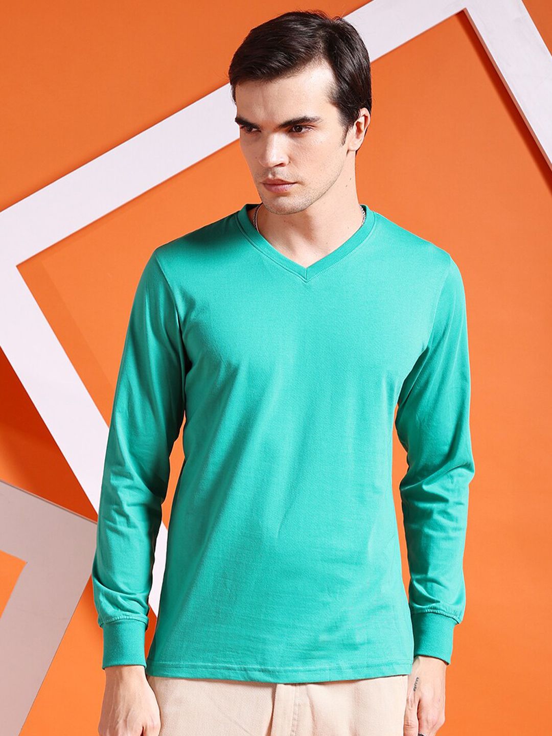 The Indian Garage Co V-Neck Long Sleeves Casual T-shirt