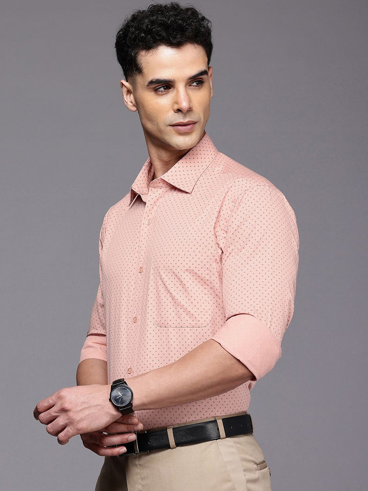 Raymond Slim Fit Geometric Printed Pure Cotton Formal Shirt
