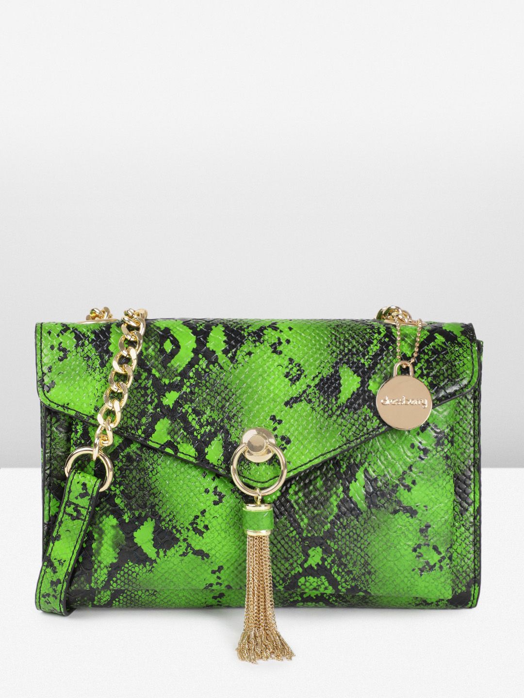 DressBerry Animal Printed Tasselled Structured Sling Bag