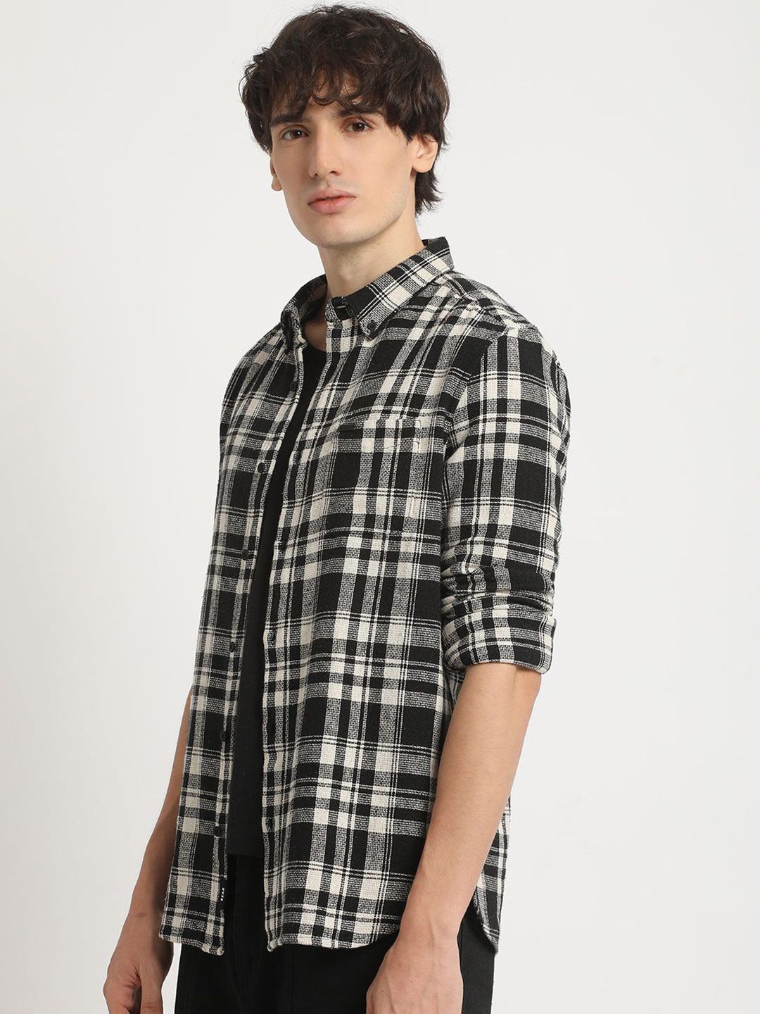 THE BEAR HOUSE Checked Slim Fit Pure Cotton Casual Shirt