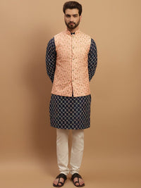 SOJANYA Geometric Embroidered Regular Kurta with Churidar & Embroidered Nehru Jacket