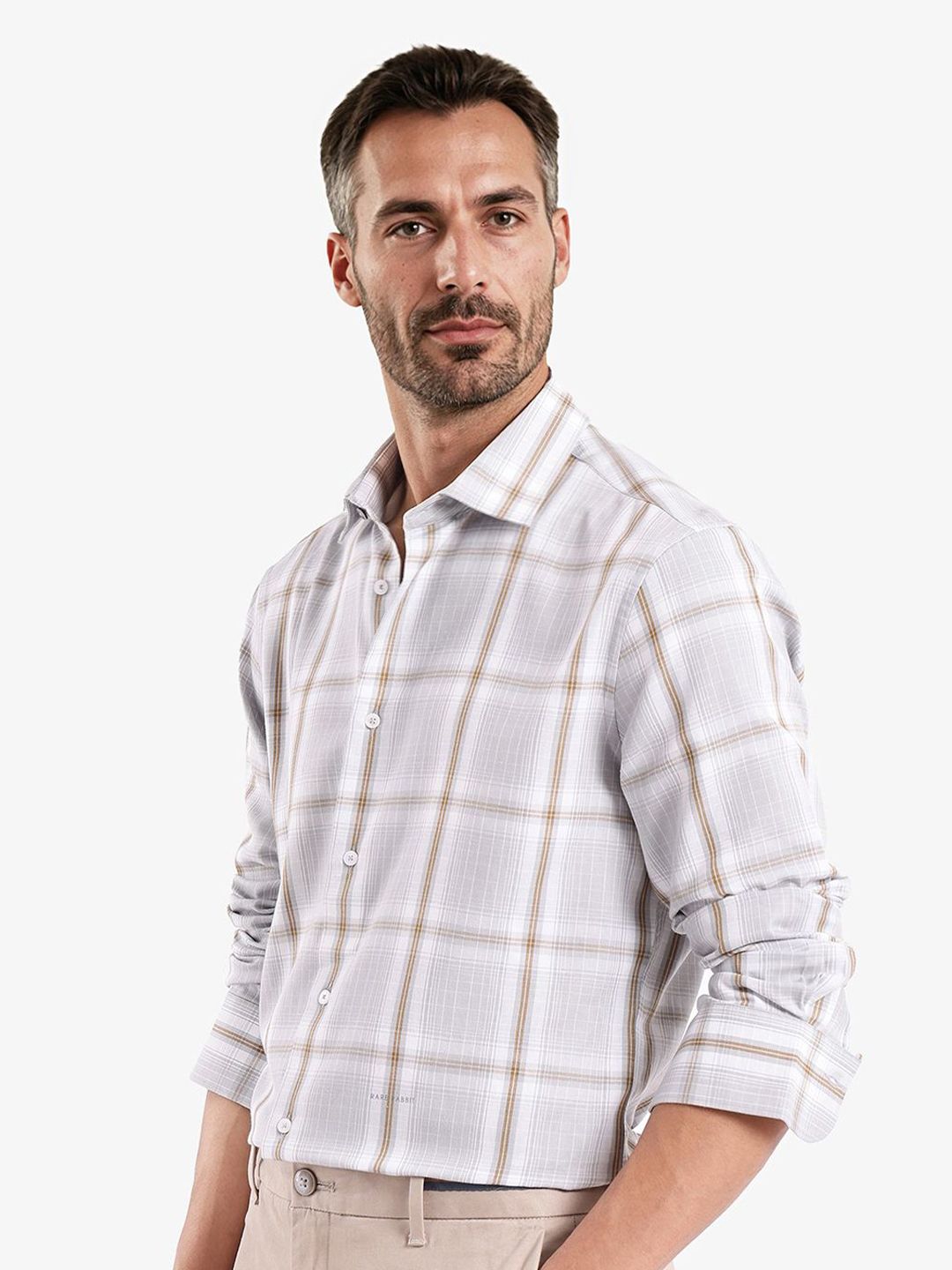 RARE RABBIT Men Comfort Spread Collar Checked Cotton Casual Shirt