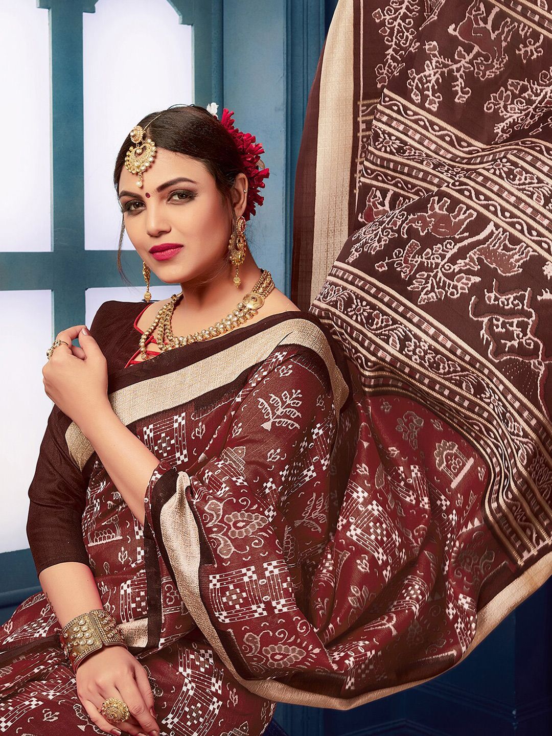 KALINI Warli Printed Sambalpuri Saree