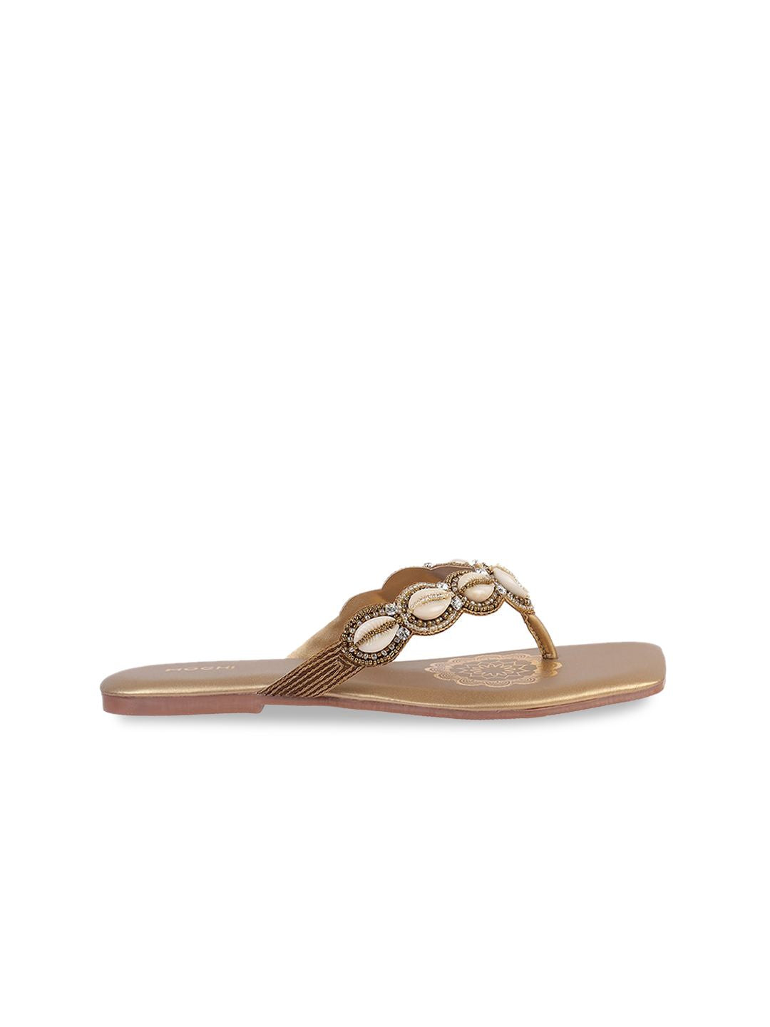 Mochi Embellished Open Toe Flats