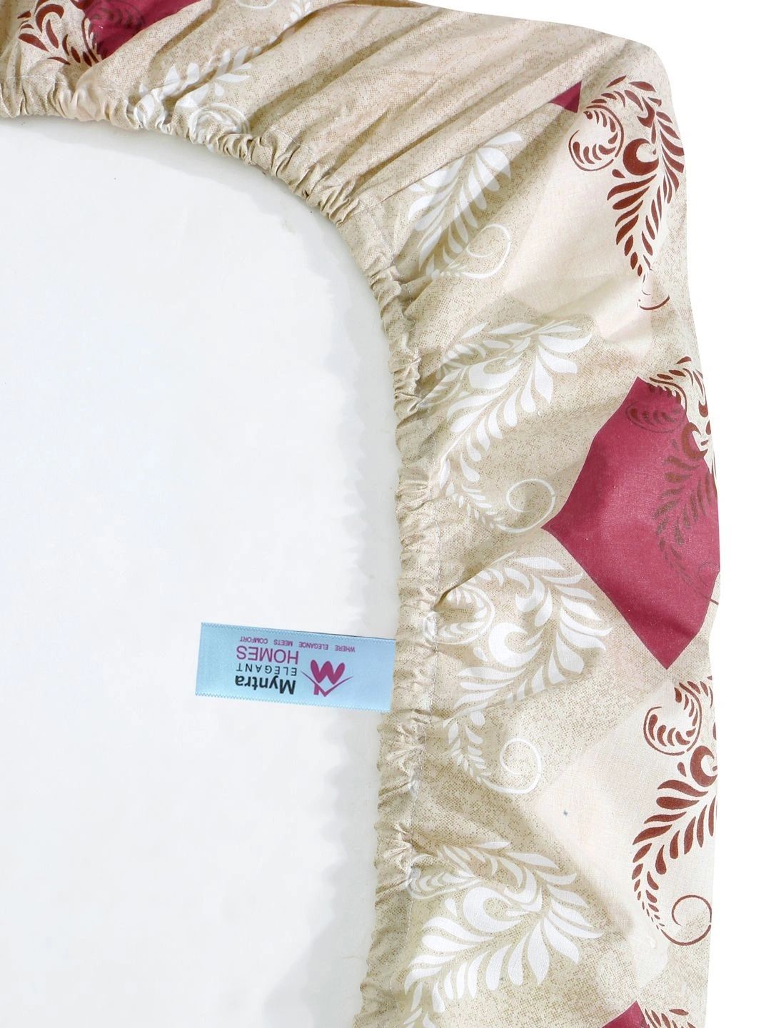 Myntra Elegant Homes Beige Geometric 400 TC Single Bedsheet with 1 Pillow Covers