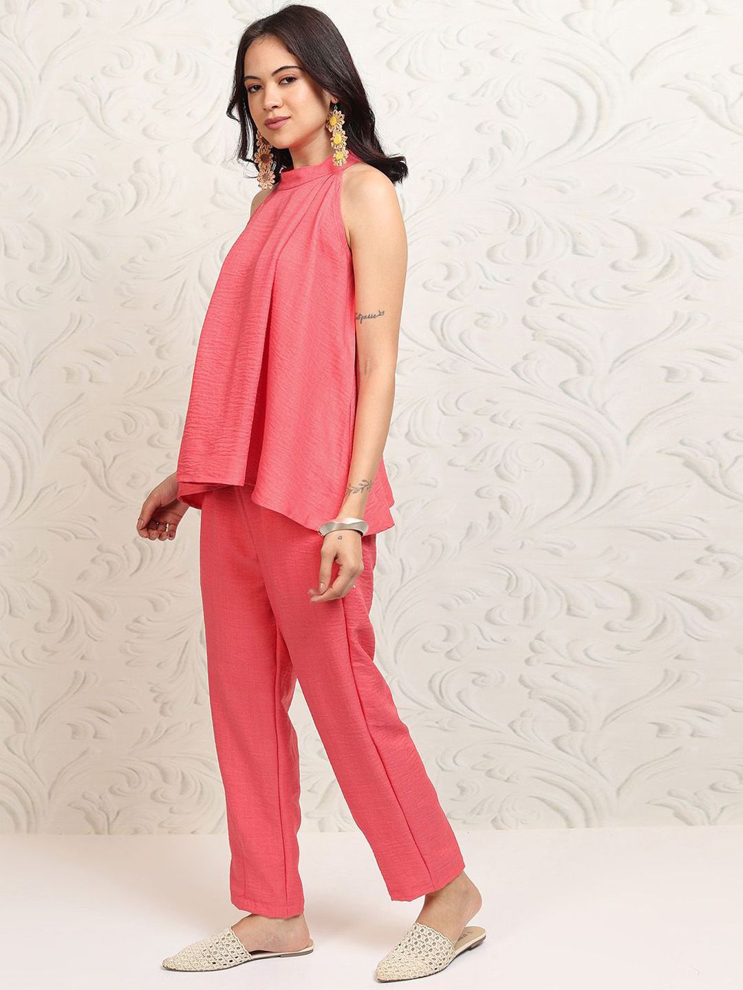 Vishudh Halter Neck Top With Flared Trousers