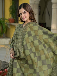 KALINI Floral Printed V-Neck Gotta Patti Straight Kurta With Trousers & Dupatta