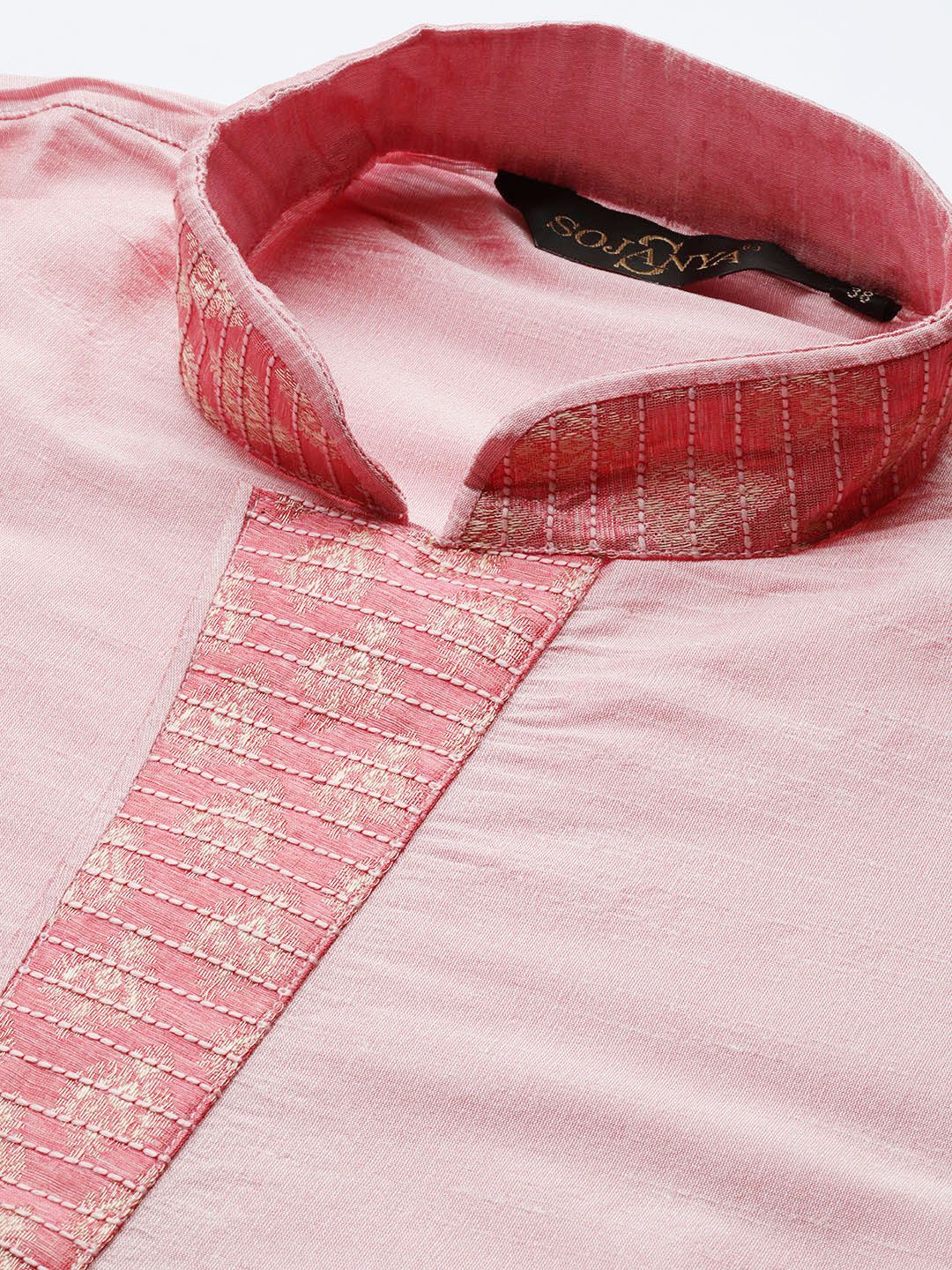 SOJANYA Kurta Lurus Pepejal Merah Jambu Lelaki