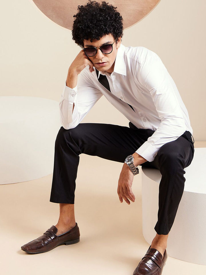 DENNISON Men Smart Tapered Fit Easy Wash Formal Trouser