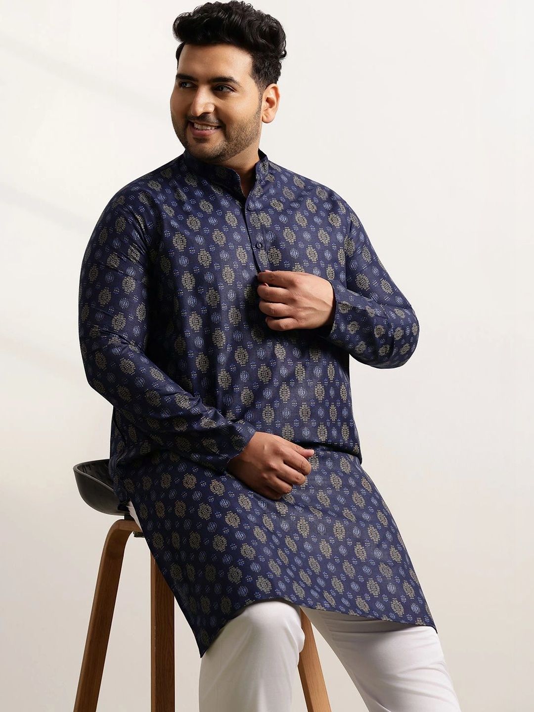 SOJANYA PLUS Men Ethnic Motifs Printed Regular Pure Cotton Kurta with Pyjamas