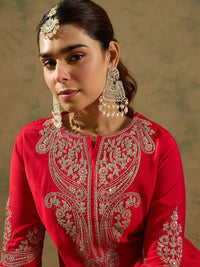 Indo Era Paisley Zari Embroidered Kurta with Trousers & With Dupatta