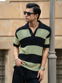 Powerlook Men Striped Polo Collar T-shirt