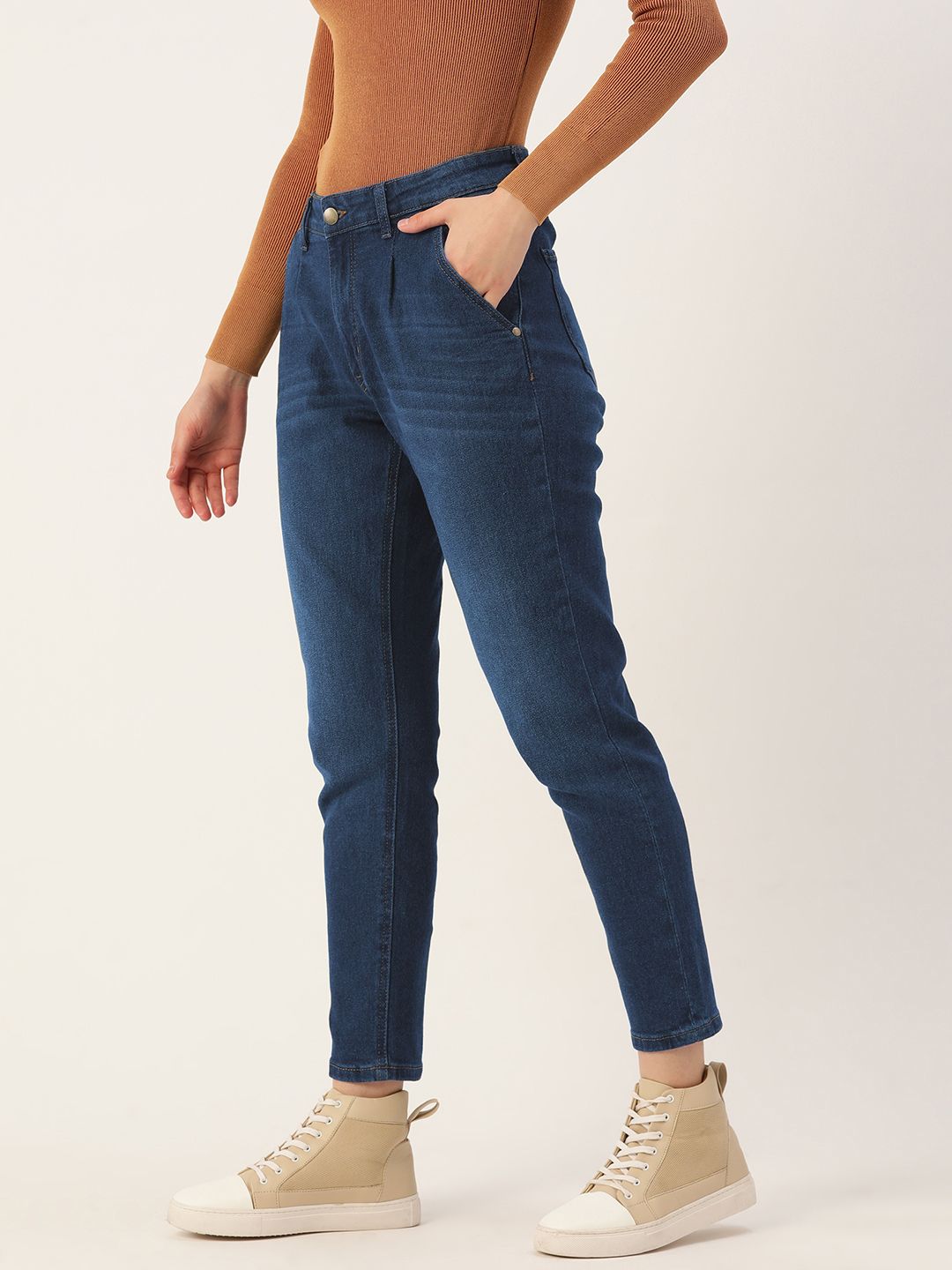 DressBerry Women Navy Blue High-Rise Light Fade Stretchable Jeans