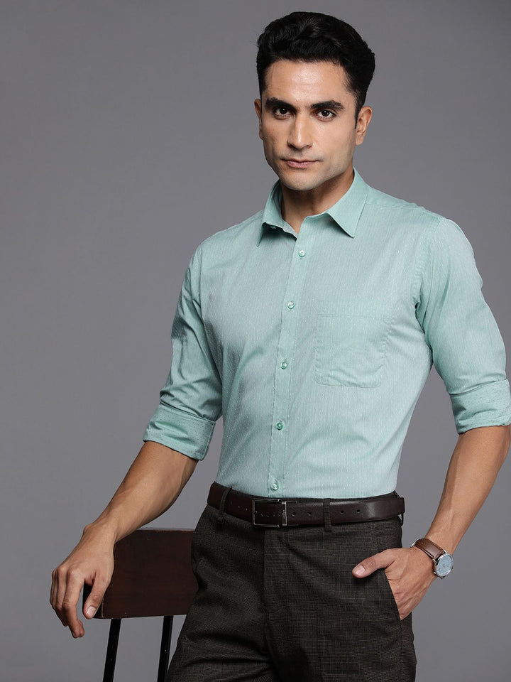 Raymond Pure Cotton Self Design Slim Fit Textured Formal Shirt