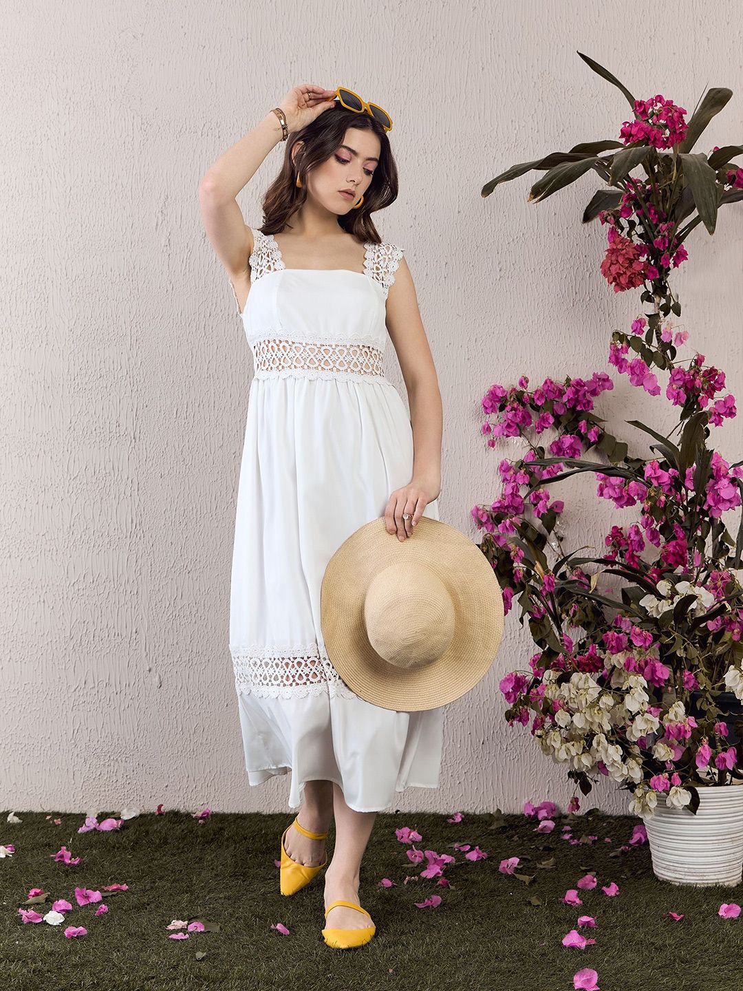 Berrylush Women Square Neck Fit & Flare Midi Dress