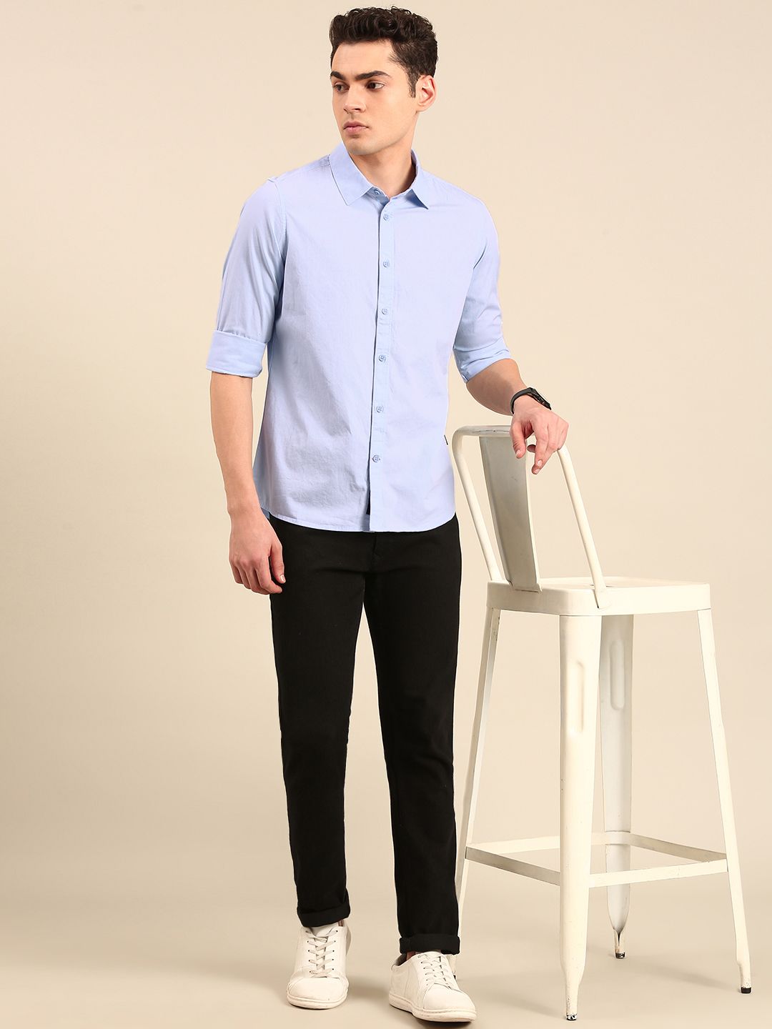 Being Human Pure Cotton Slim Fit Opaque Casual Shirt