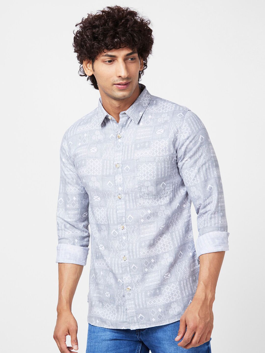 SPYKAR Men Slim Fit Printed Cotton Casual Shirt