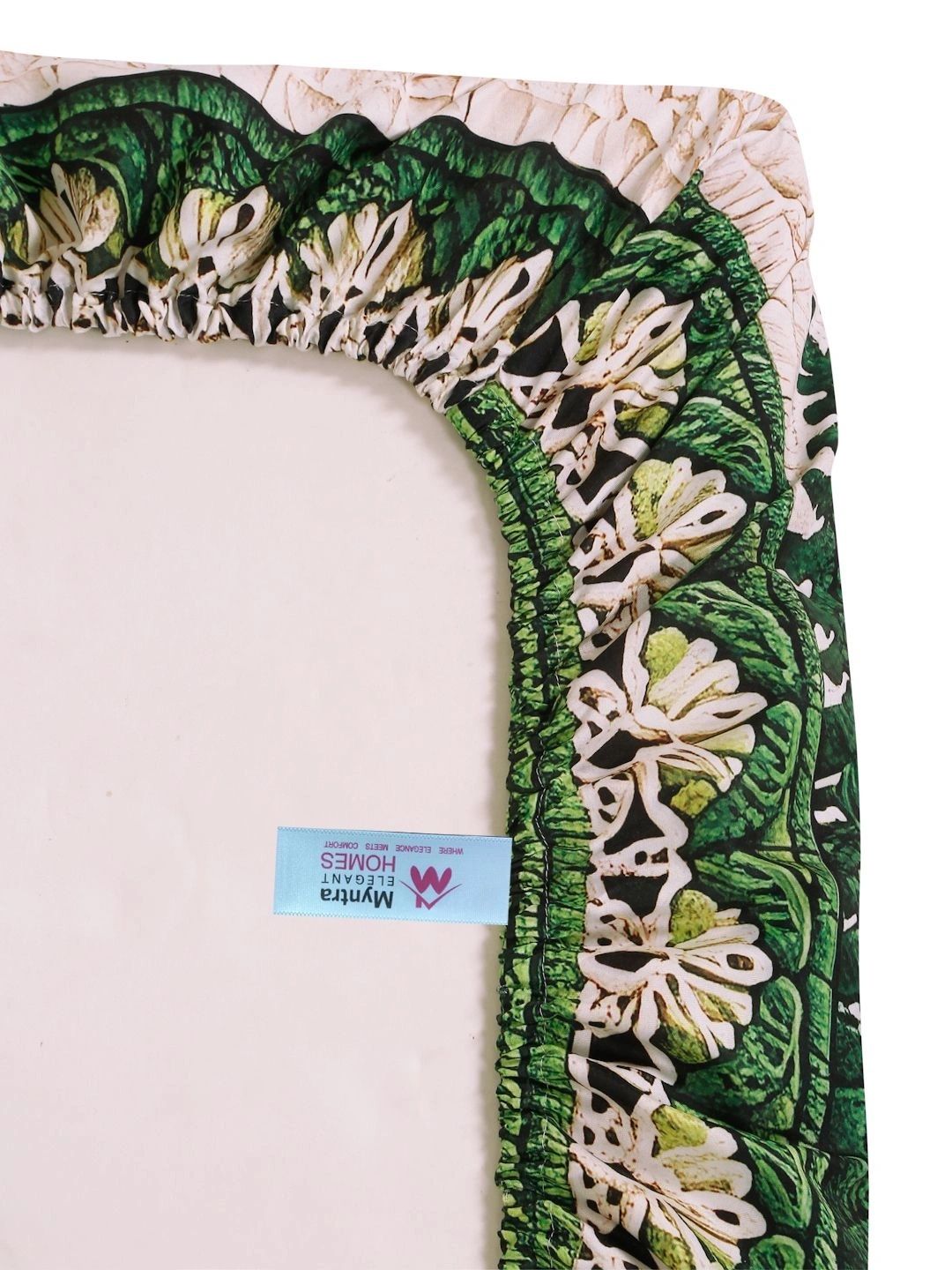 Myntra Elegant Homes Green & White Floral 400 TC Cadar Katil King dengan 2 Sarung Bantal