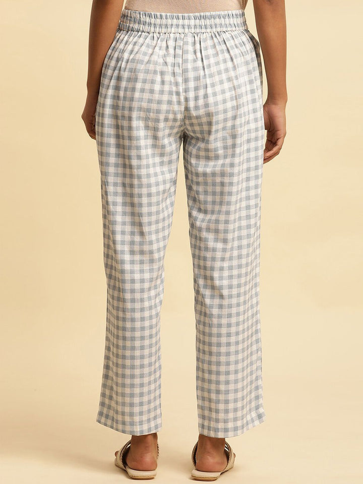 W Women Checked Straight Fit Ethnic Trousers