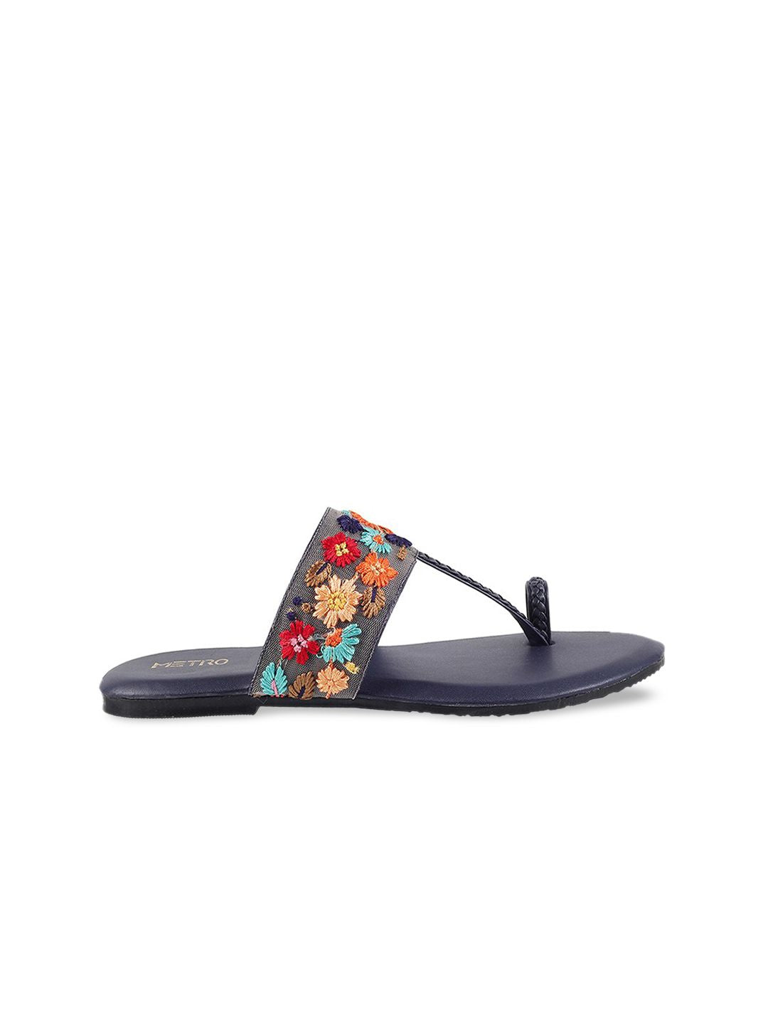 Metro Women Blue One Toe Flats