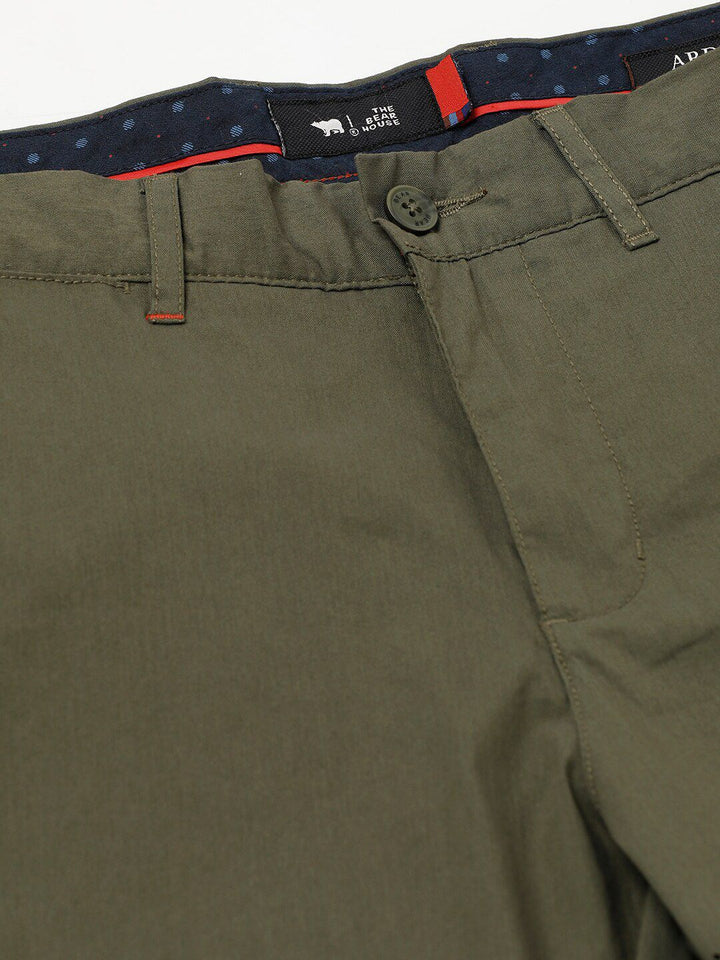 THE BEAR HOUSE Men Tapered Fit Mid-Rise Pure Cotton Chinos