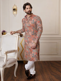 SOJANYA Bunga Sulam Zari Mandarin Collar Cotton Silk Straight Kurta