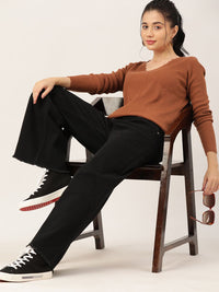 DressBerry Women V-Neck Ribbed Pullover