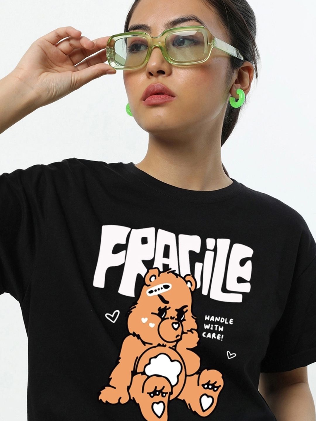Bewakoof Women Fragile Graphic Printed Boyfriend T-shirt