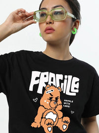 Bewakoof Women Fragile Graphic Printed Boyfriend T-shirt