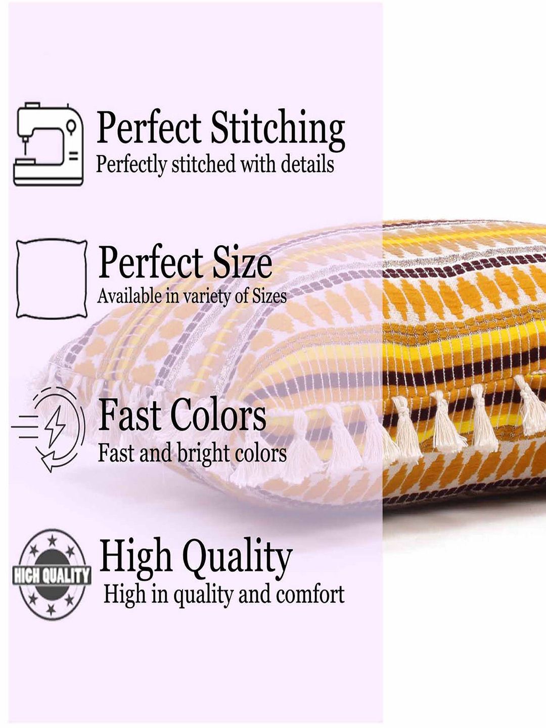 STITCHNEST Yellow & White Ethnic Motifs Velvet Square Cushion Cover