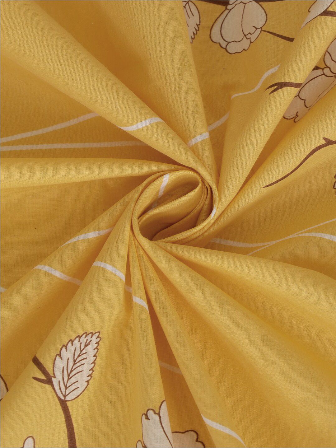 KLOTTHE Yellow & White Floral Pure Cotton 400 TC Single Cadar Dengan Sarung Bantal