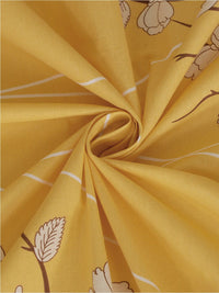 KLOTTHE Yellow & White Floral Pure Cotton 400 TC Single Cadar Dengan Sarung Bantal