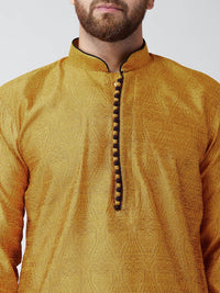 SOJANYA Men Mustard Printed Straight Kurta