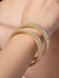 KARATCART Set Of 2 Gold Plated & AD Studded Bangle
