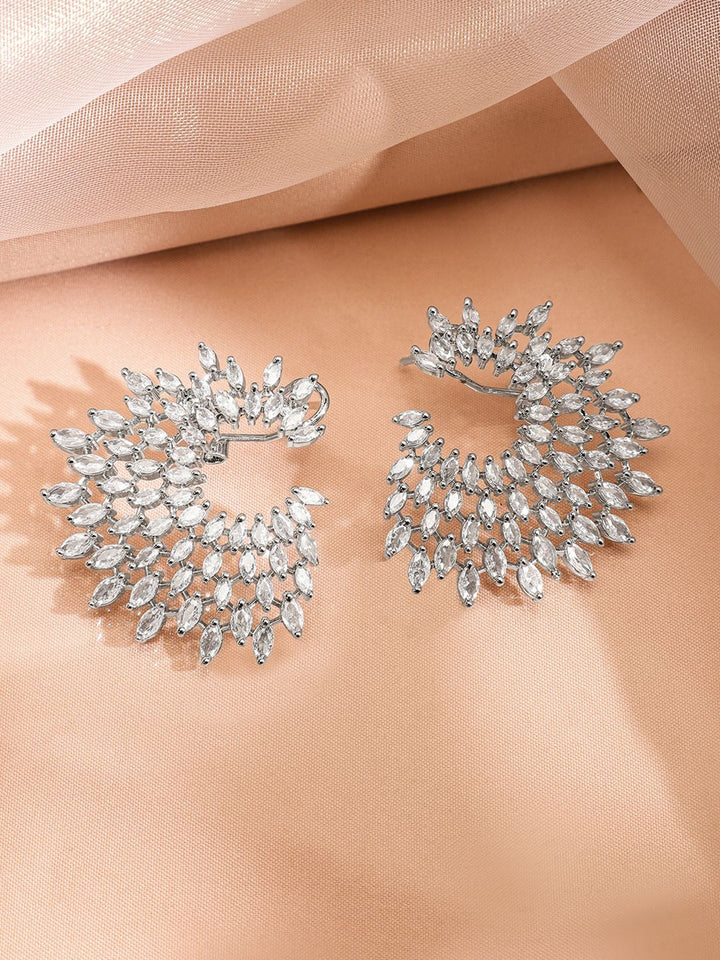 Rubans perak bersalut iklan buatan tangan buatan tangan & padu zirkonia bertudung spiral stud anting-anting