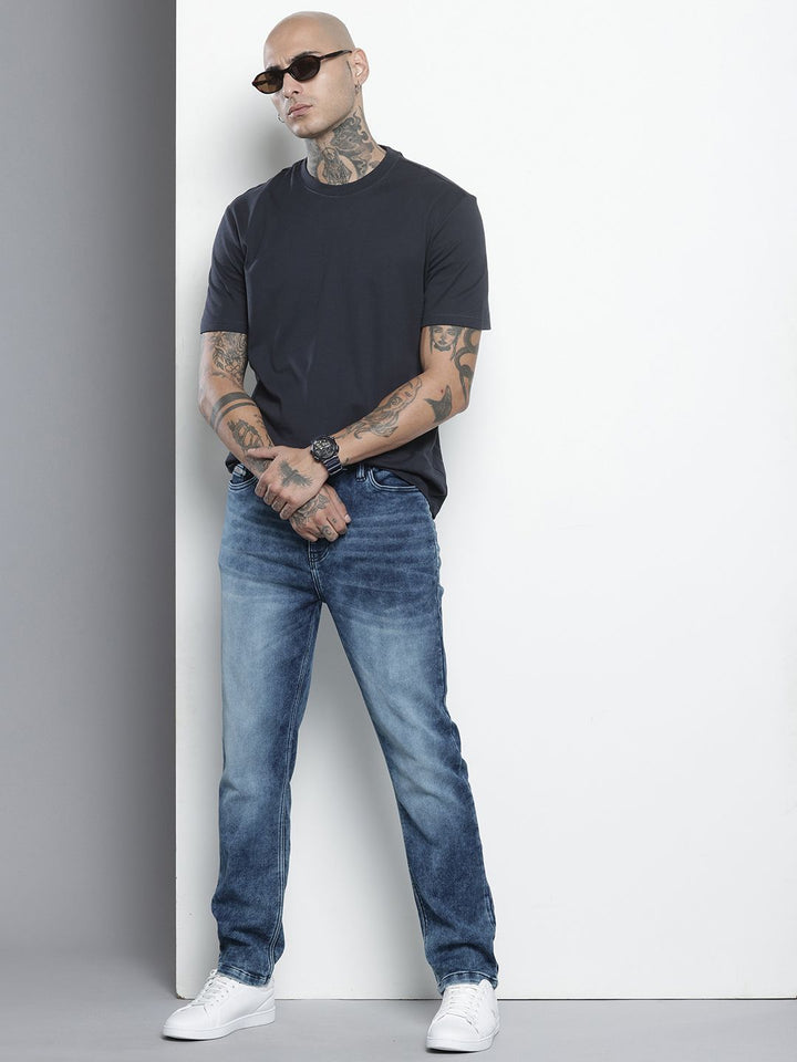 The Indian Garage Co Men Heavy Fade Stretchable Jeans