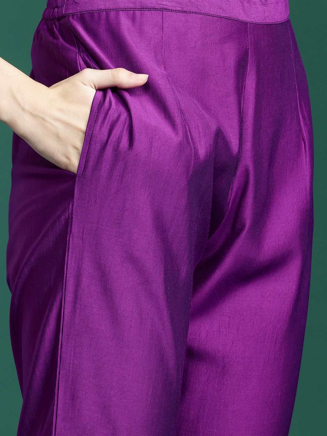 Indo Era Floral Thread Work Liva Kurta with Trousers & With Dupatta