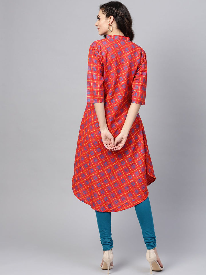SOJANYA Women Red & Blue Printed A-Line Kurta