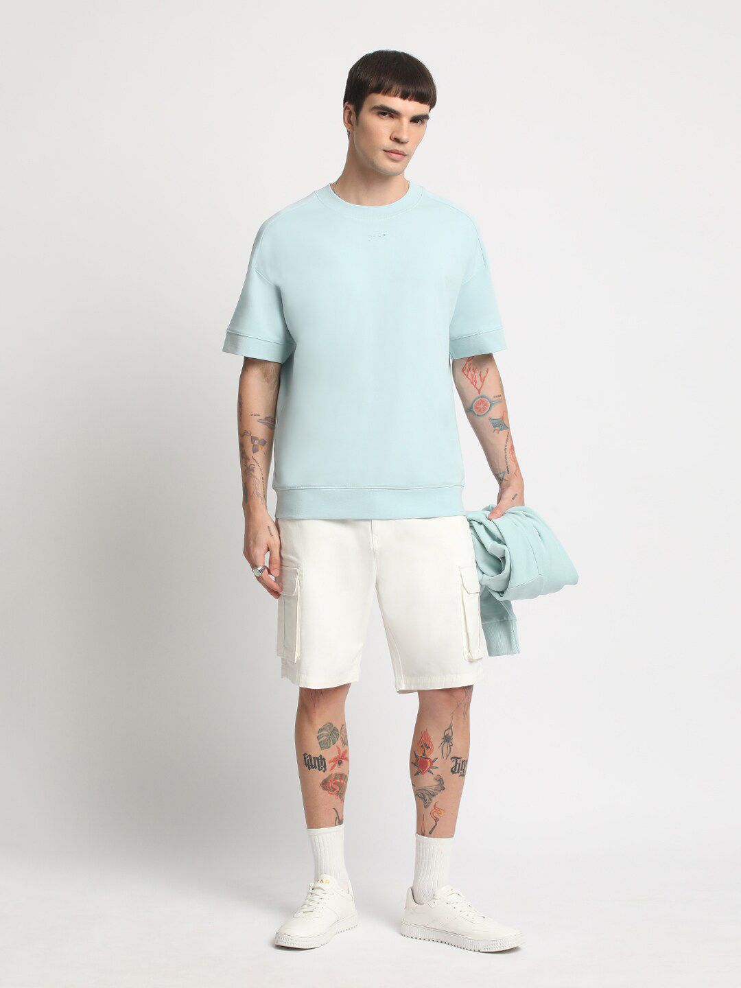 THE BEAR HOUSE Drop Shoulder Pure Cotton Relaxed Fit T-shirt