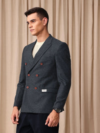 Mr Bowerbird Self Design Tailored Fit Double Breasted Casual Blazer