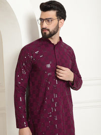 SOJANYA Kurta Kapas Tulen Sulam Geometrik dengan Churidar