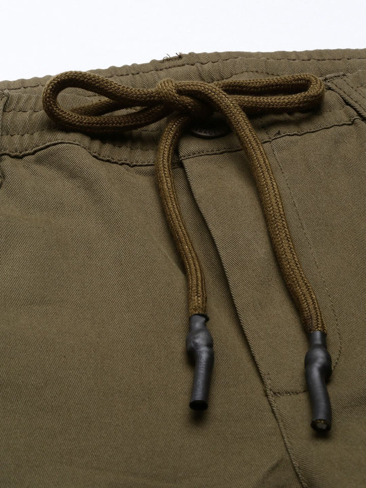The Indian Garage Co Men Olive Green Slim Fit Chinos Trousers