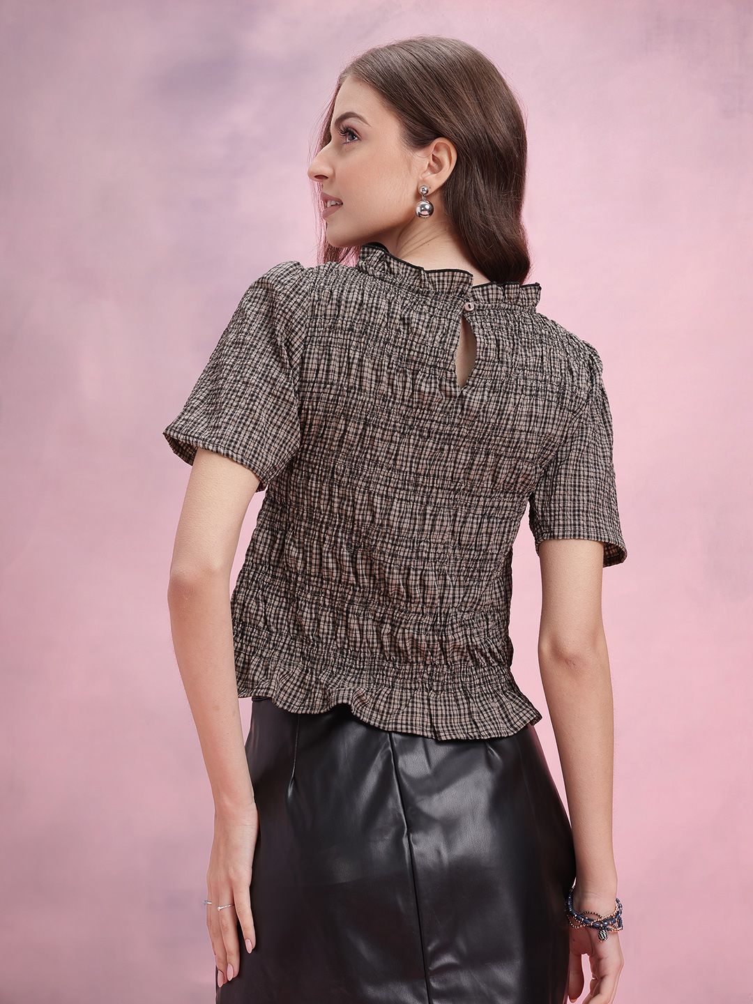 DressBerry Smocked Checked Top