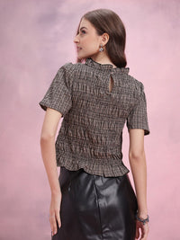 DressBerry Smocked Checked Top